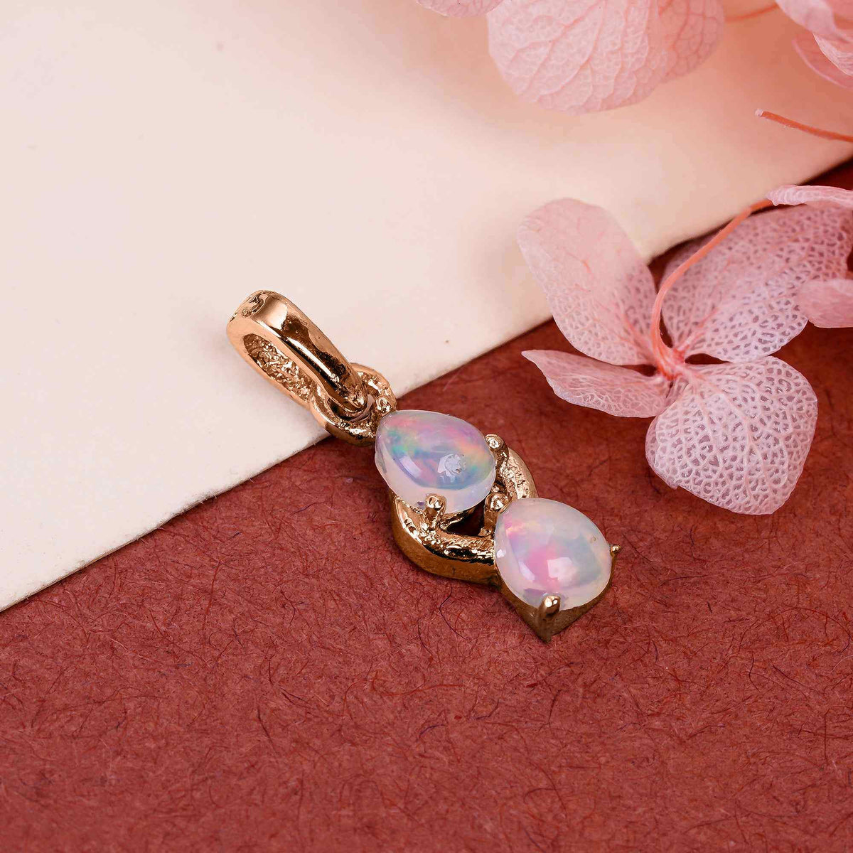 Fire Opal Necklace 5x4mm Pear Gemstone Pendant in 925 Sterling Silver Dainty Opal Jewelry