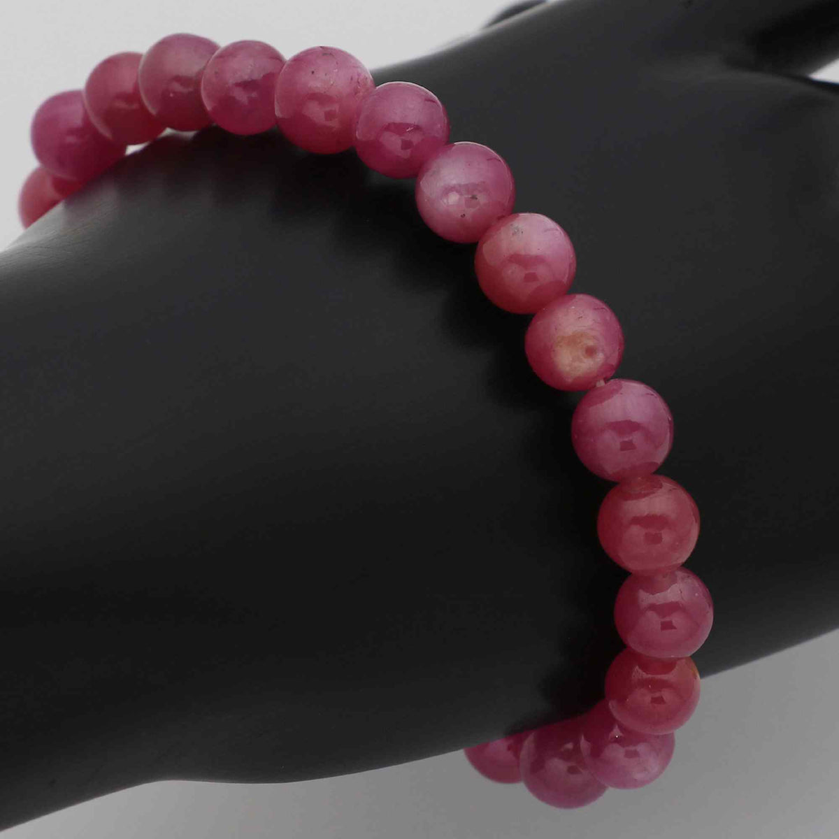 Natural Pink Sapphire Beaded Bracelet Round Plain Stretch Band Handmade 132 Ct