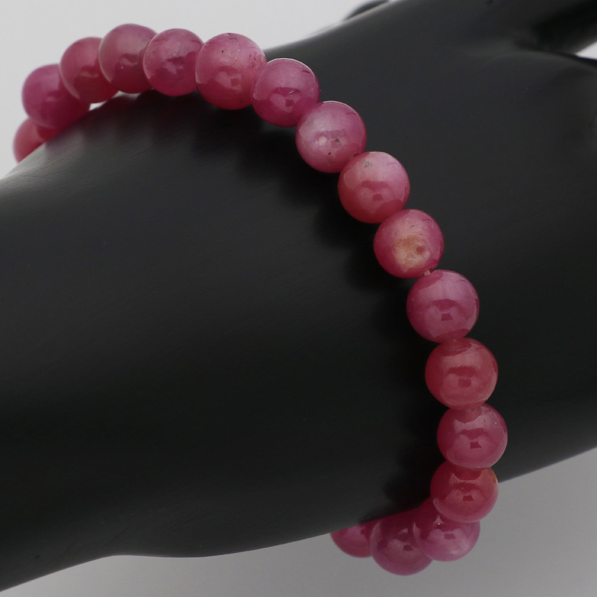 Natural Pink Sapphire Bracelet Round Plain Gemstone Beads Handmade 132 Ct