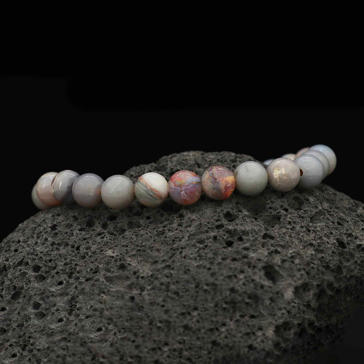 Handmade Australian Opal Bracelet 70 Ct Natural 8mm Round Bead Jewelry