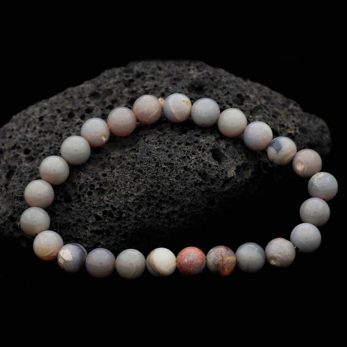 Handmade Australian Opal Bracelet 70 Ct Natural 8mm Round Bead Jewelry