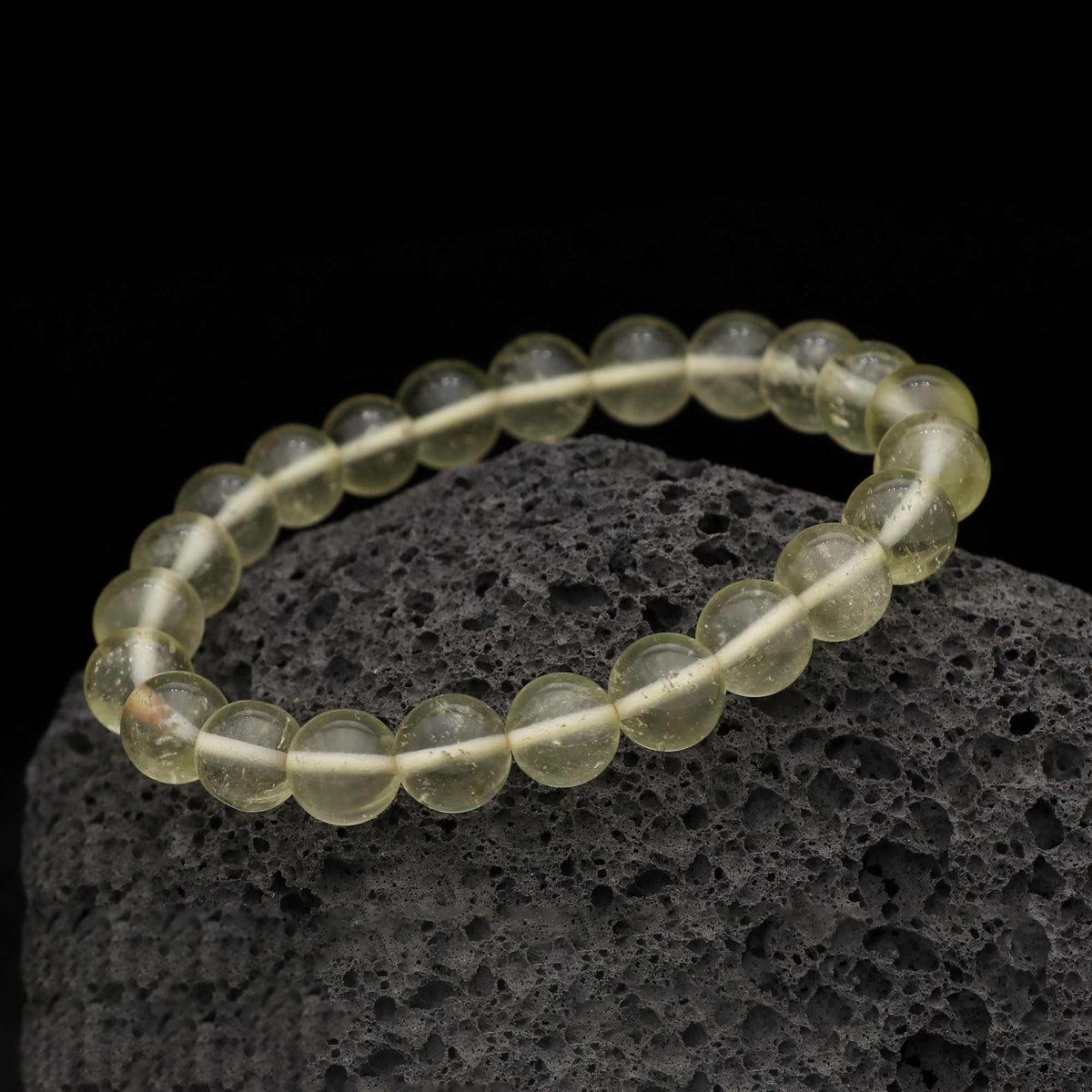 Natural Desert Libyan Glass Bracelet Round Plain Gemstone Beads Handmade 87 Ct