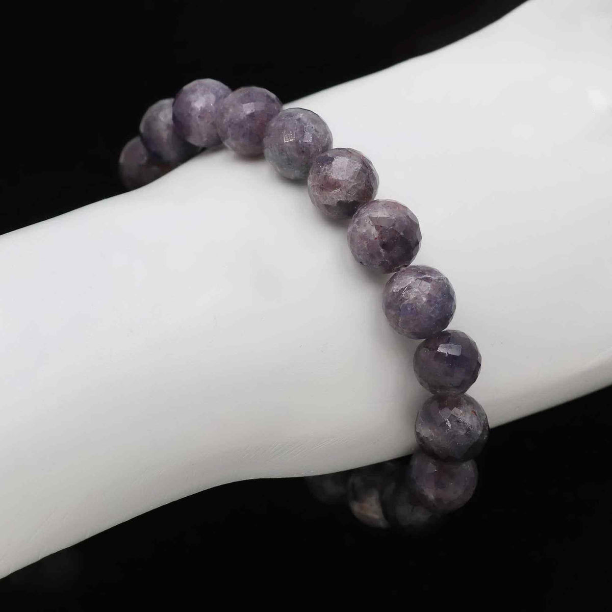 Natural Bloodshot Iolite Faceted Round Bead Bracelet Handmade Jewelry 140 Ct
