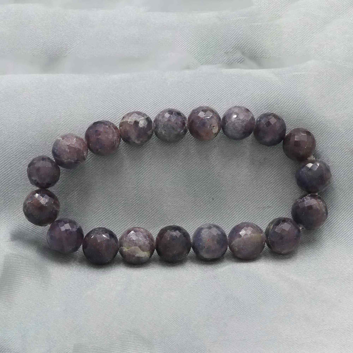 Natural Bloodshot Iolite Faceted Round Bead Bracelet Handmade Jewelry 140 Ct