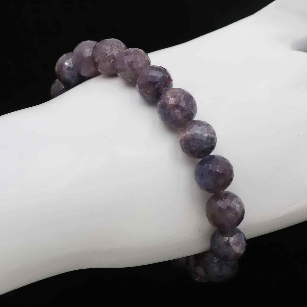 Bloodshot Iolite Large Faceted Round Bead Bracelet Natural Gemstone 121 Ct