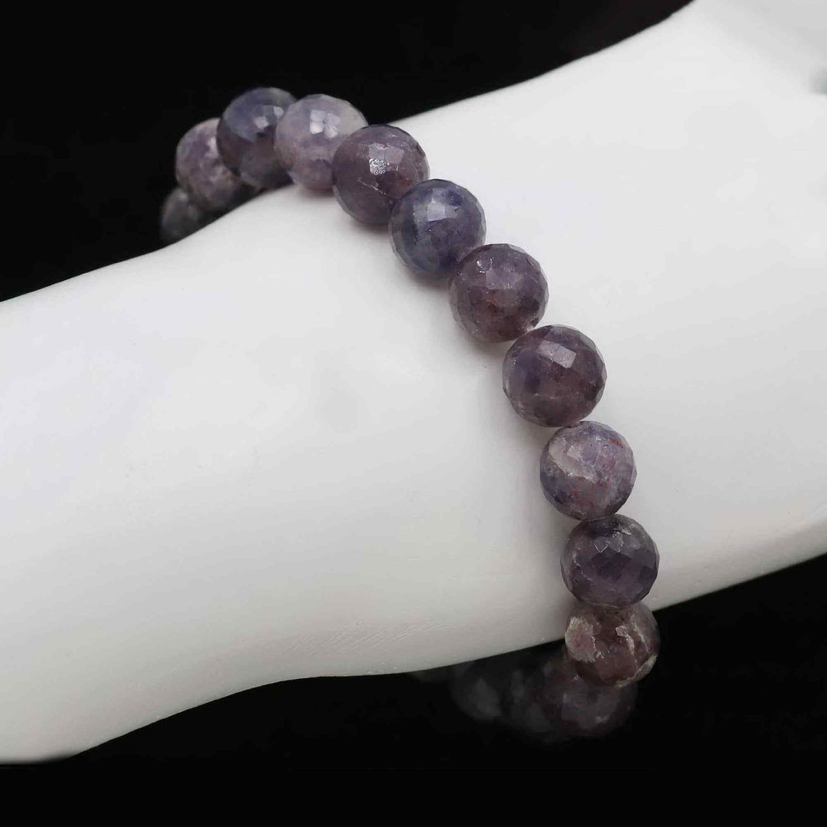 Natural Bloodshot Iolite Faceted Round Bead Bracelet Handmade Jewelry 128 Ct
