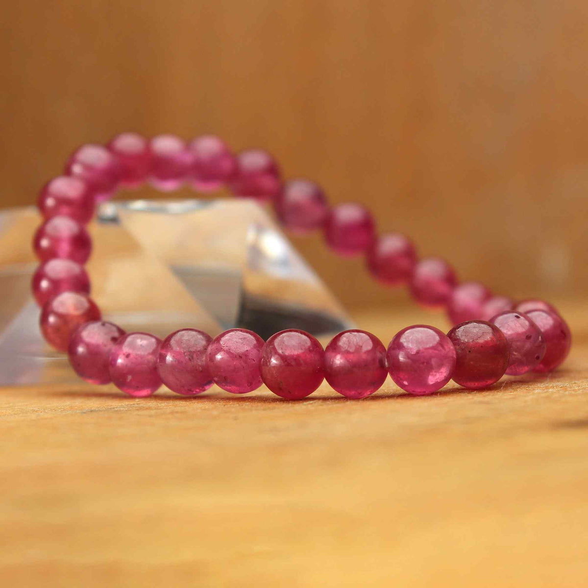 Natural Pink Sapphire Handmade Beaded Bracelet Elastic Band Healing Gemstone Jewelry 102 Ct