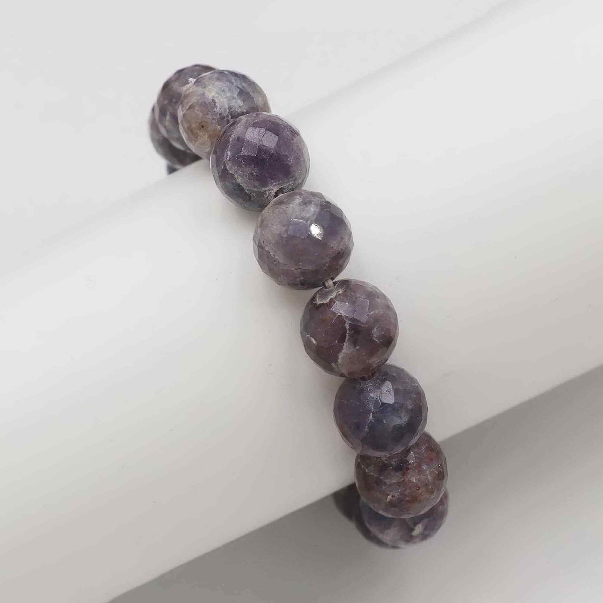 Natural Bloodshot Iolite Faceted Round Bead Bracelet Handmade Jewelry 184 Ct