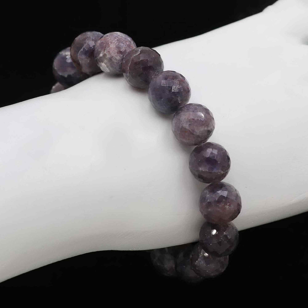 Natural Bloodshot Iolite Faceted Round Bead Bracelet Handmade Jewelry 184 Ct