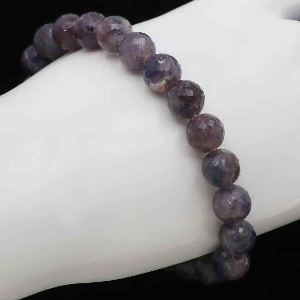 Natural Bloodshot Iolite Faceted Round Bead Bracelet Handmade Jewelry 99 Ct