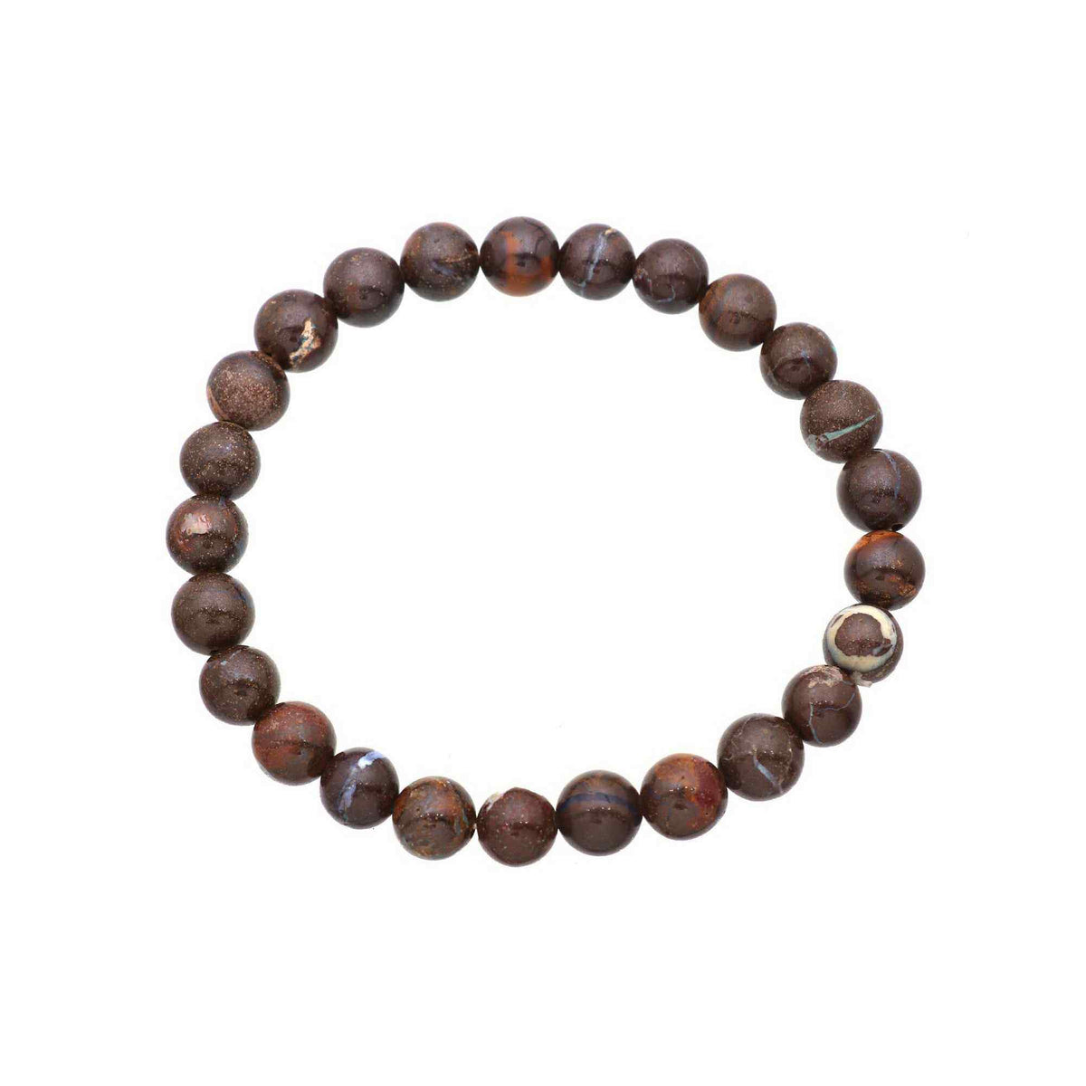 Natural Boulder Opal Smooth Round Bead Bracelet Handmade Jewelry 123 Ct