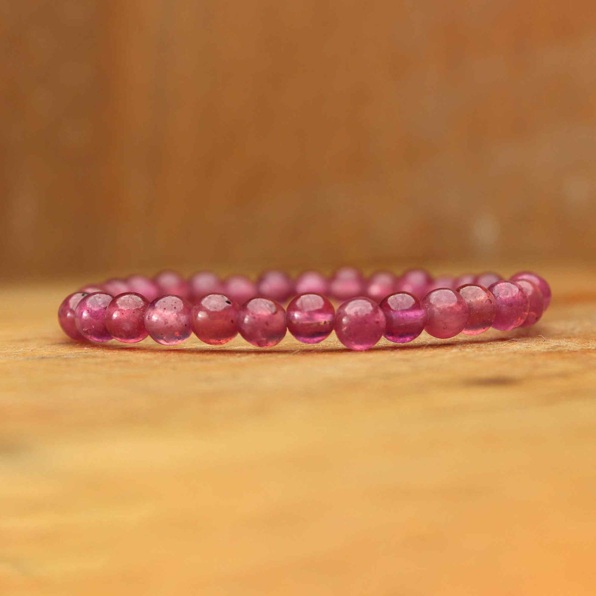 Natural Pink Sapphire Round Bead Bracelet Genuine Gemstone Stretch Bracelet for Women 67 Ct
