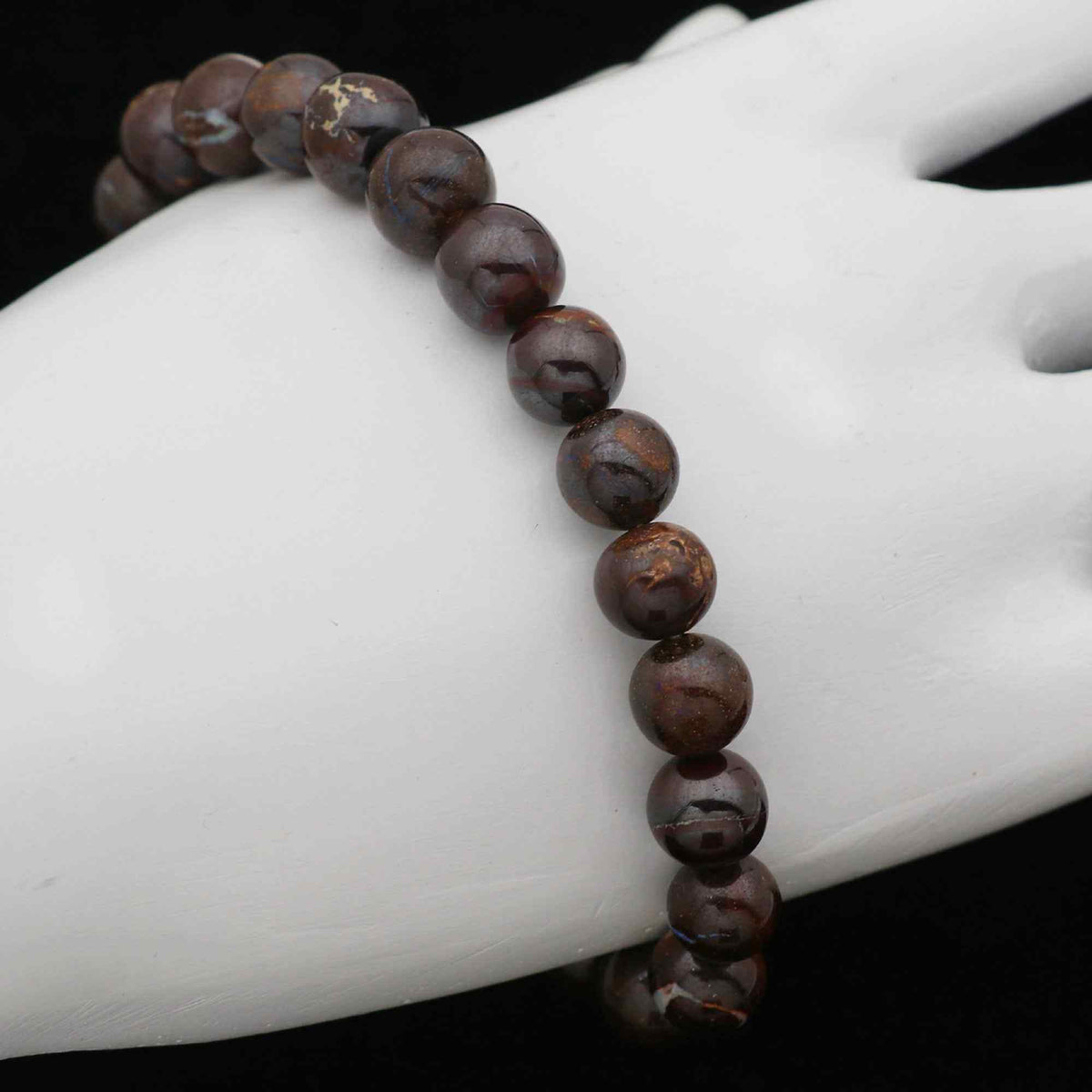 Natural Boulder Opal Polished Round Bead Bracelet Handmade Jewelry 108 Ct