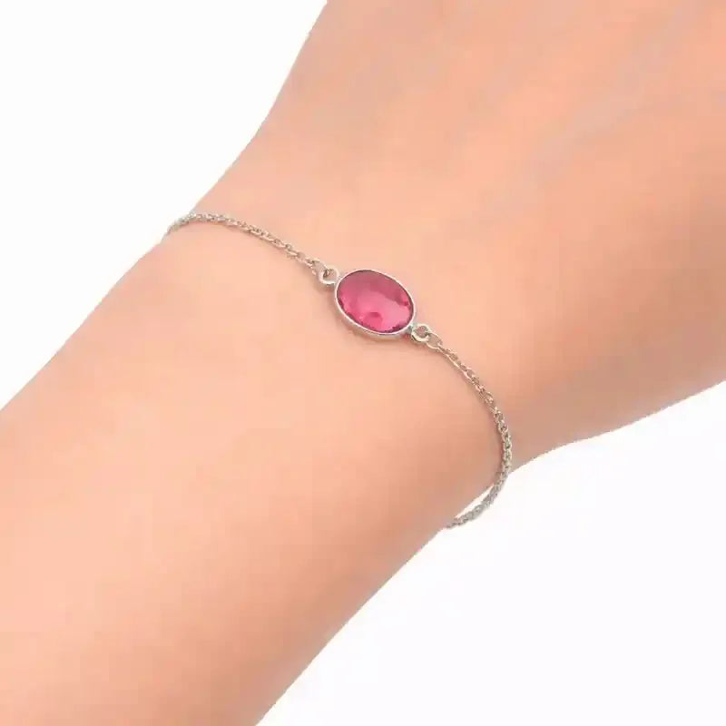 Rhodolite Garnet Rose-Cut Bracelet in 925 Sterling Silver Gemstone Bracelets