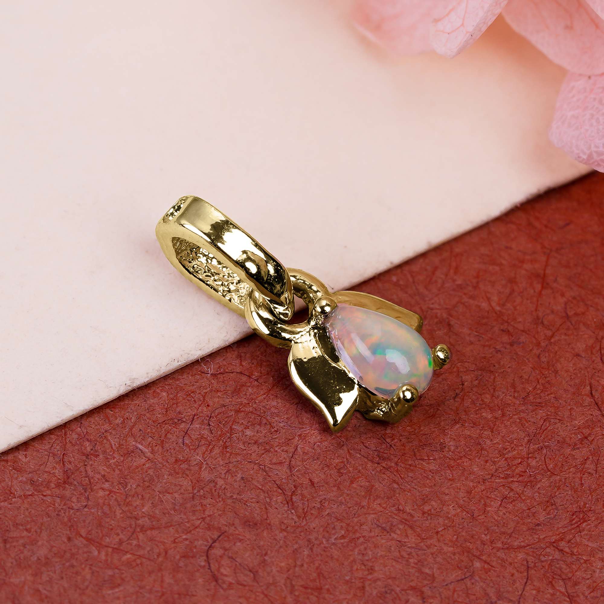Natural Opal Drop Pendant 3x5mm Pear Cabochon Gemstone Necklace 925 Sterling Silver Handmade Fine Jewelry