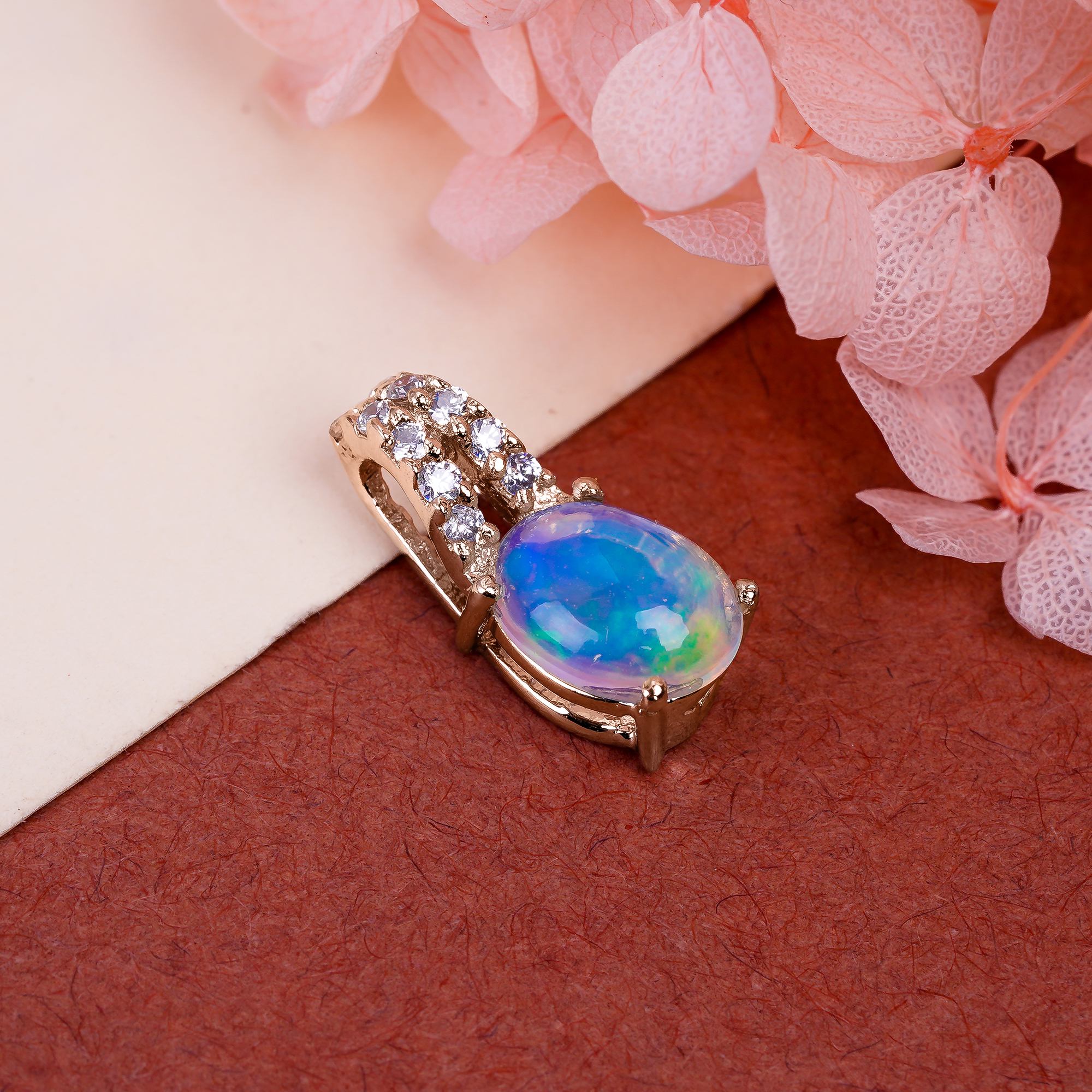 Himalya Quartz Aurora Treasure Opal Pendant in 7x9mm oval silver locket with artisan craftsmanship and heirloom appeal