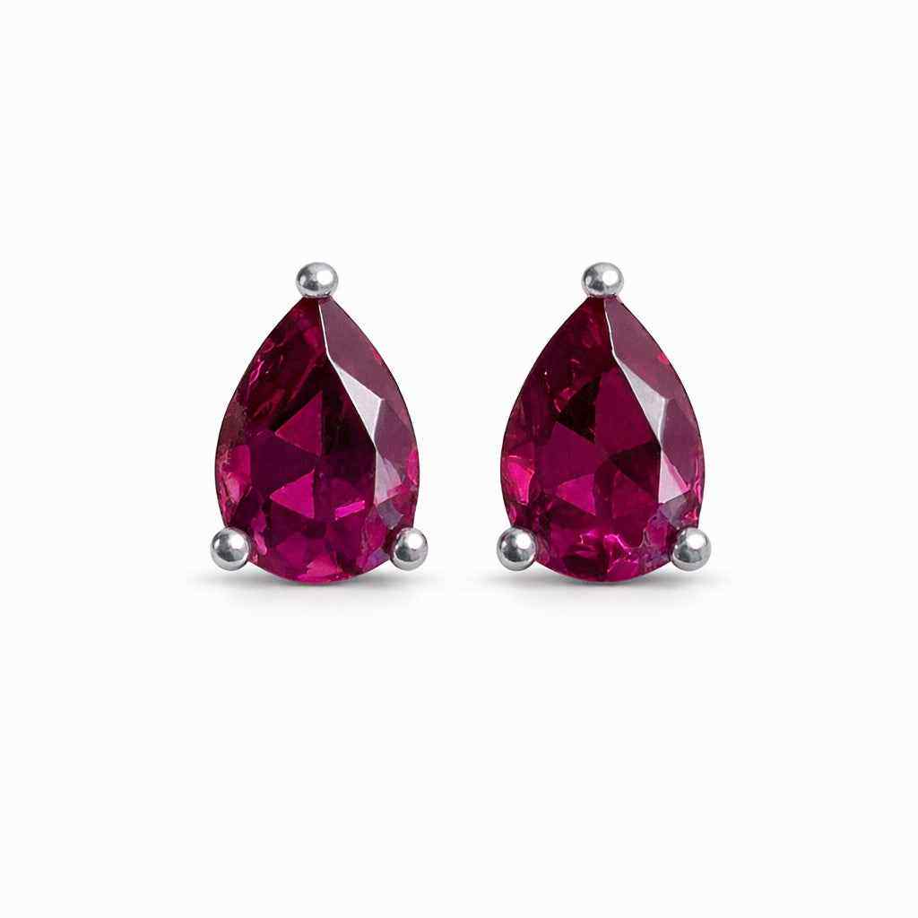 Rhodolite Garnet Stud Earrings in 925 Sterling Silver, Natural Rhodolite Cut Studs, Minimalist Gemstone Earrings