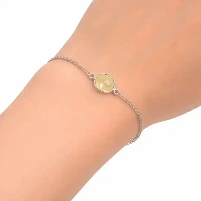 Sunlit Lemon Quartz Rose-Cut Bracelet in Solid 925 Sterling Silver