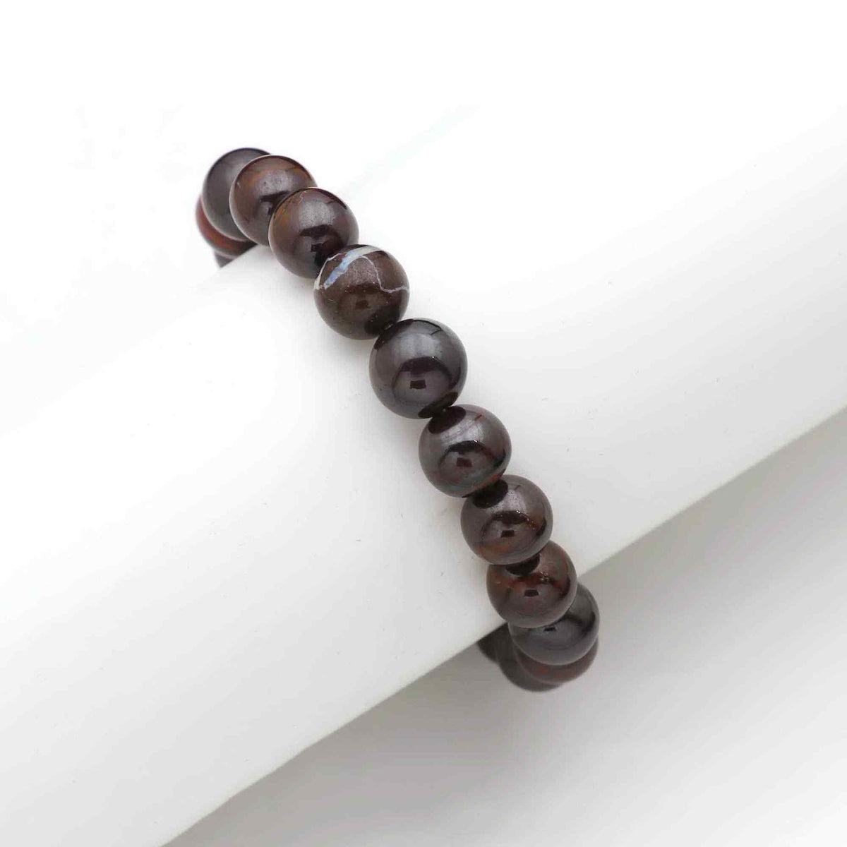 Natural Boulder Opal Polished Round Bead Bracelet Handmade Jewelry 155 Ct