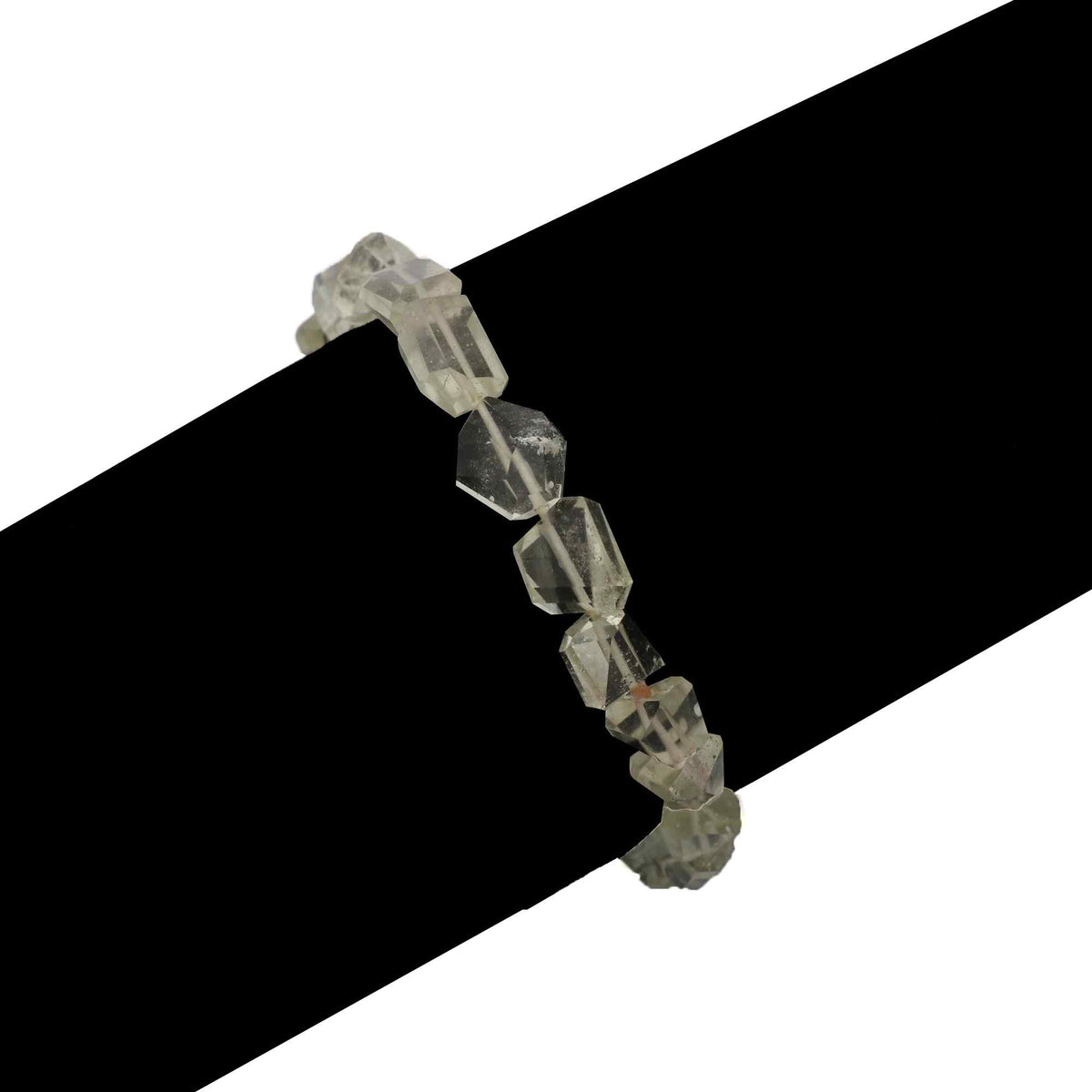Natural Desert Libyan Glass bracelet with fancy faceted gemstone beads handmade 55 carat stretch bracelet.