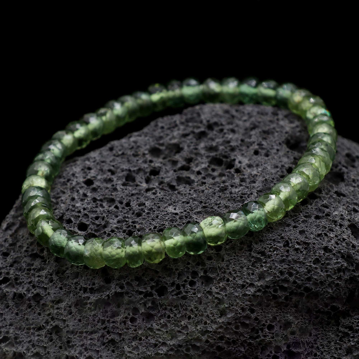 Natural Green Apatite Rondelle Faceted Bracelet Handmade Gemstone Jewelry 67 Ct