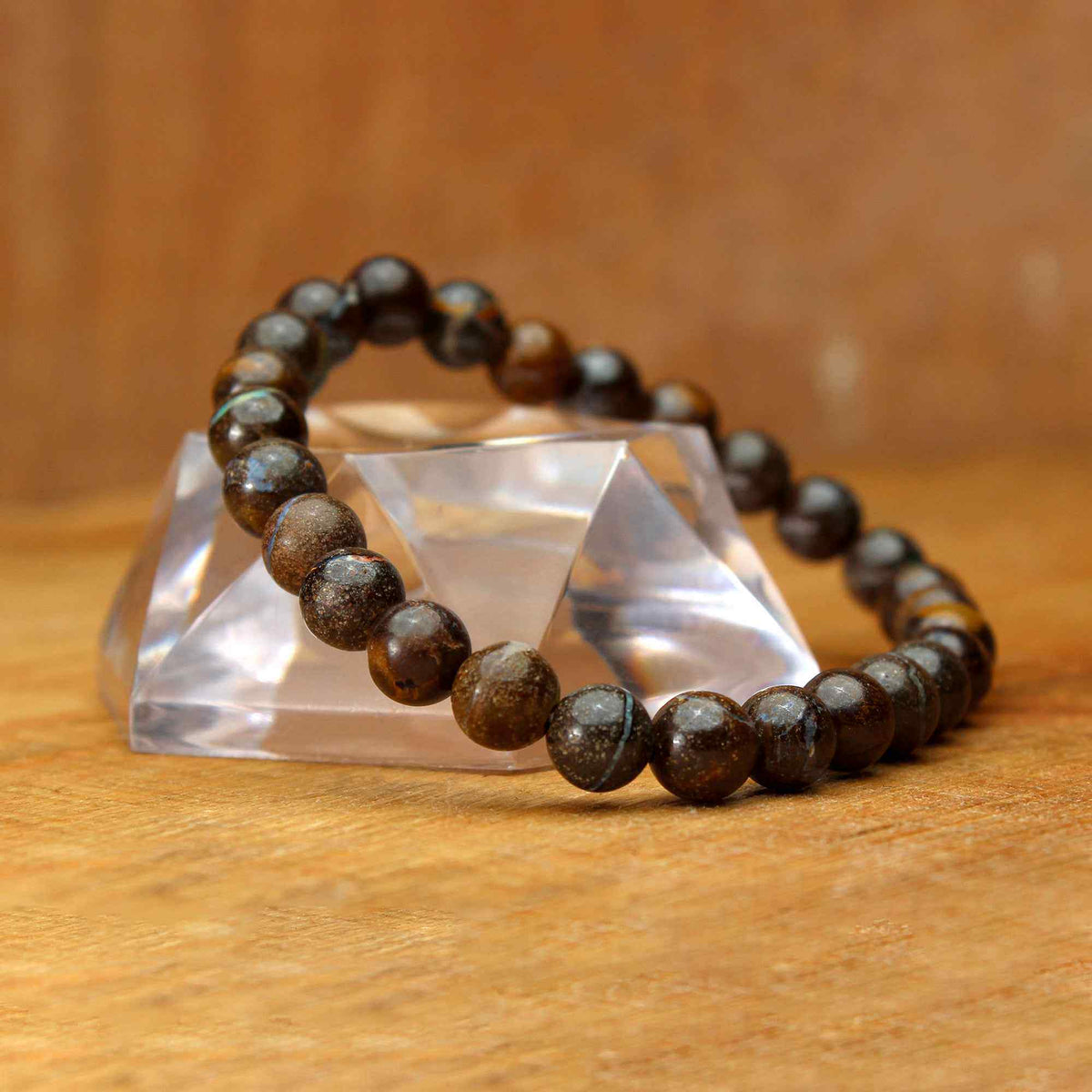 Natural Boulder Opal Smooth Round Bead Bracelet Handmade Jewelry 70 Ct