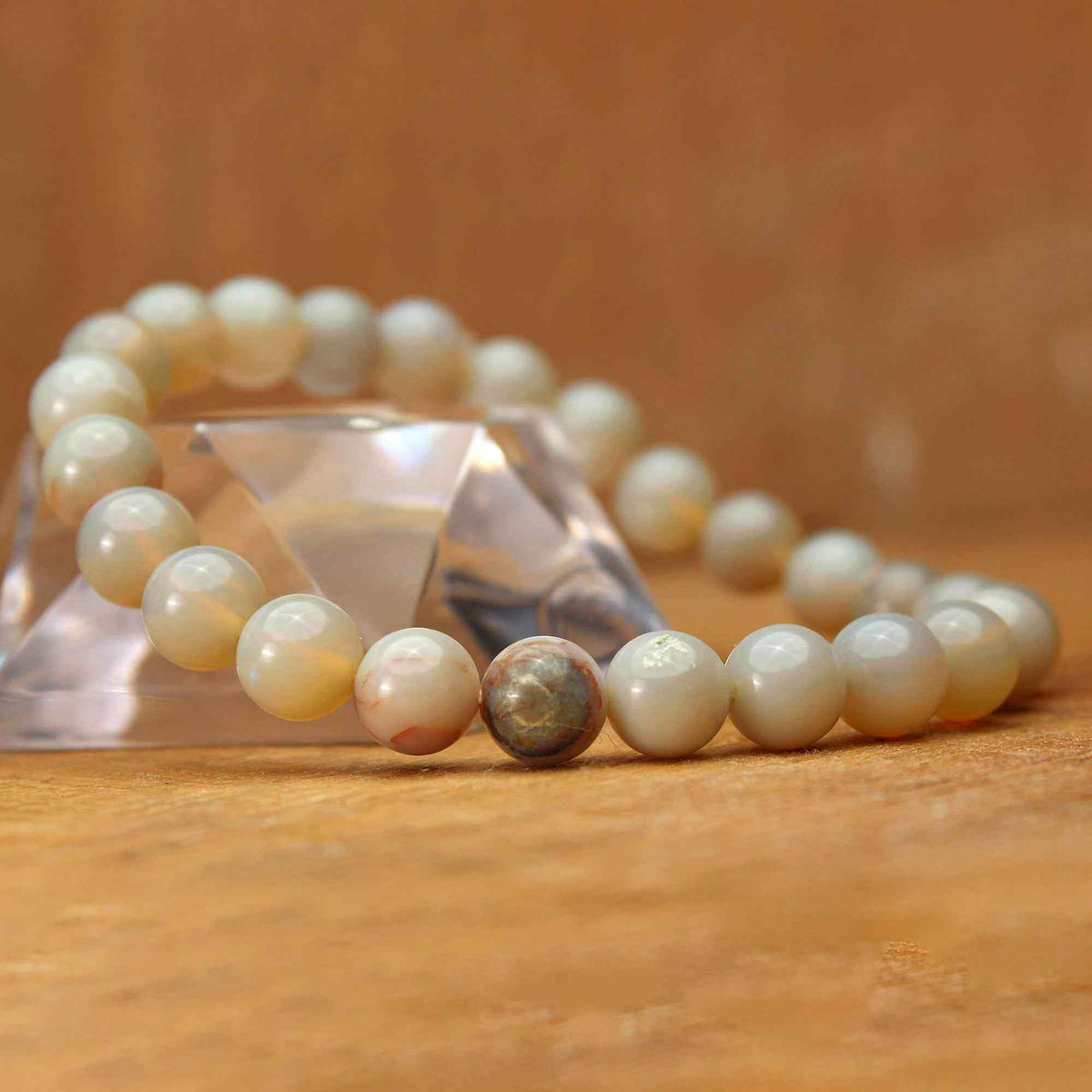 Australian Opal Stretch Bracelet Polished Round Gemstone Beads October Gift 70 Ct