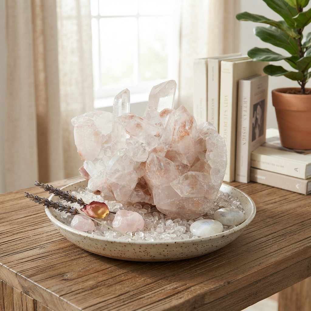 Himalayan Pink Quartz Display Cluster Natural Raw Mineral Specimen