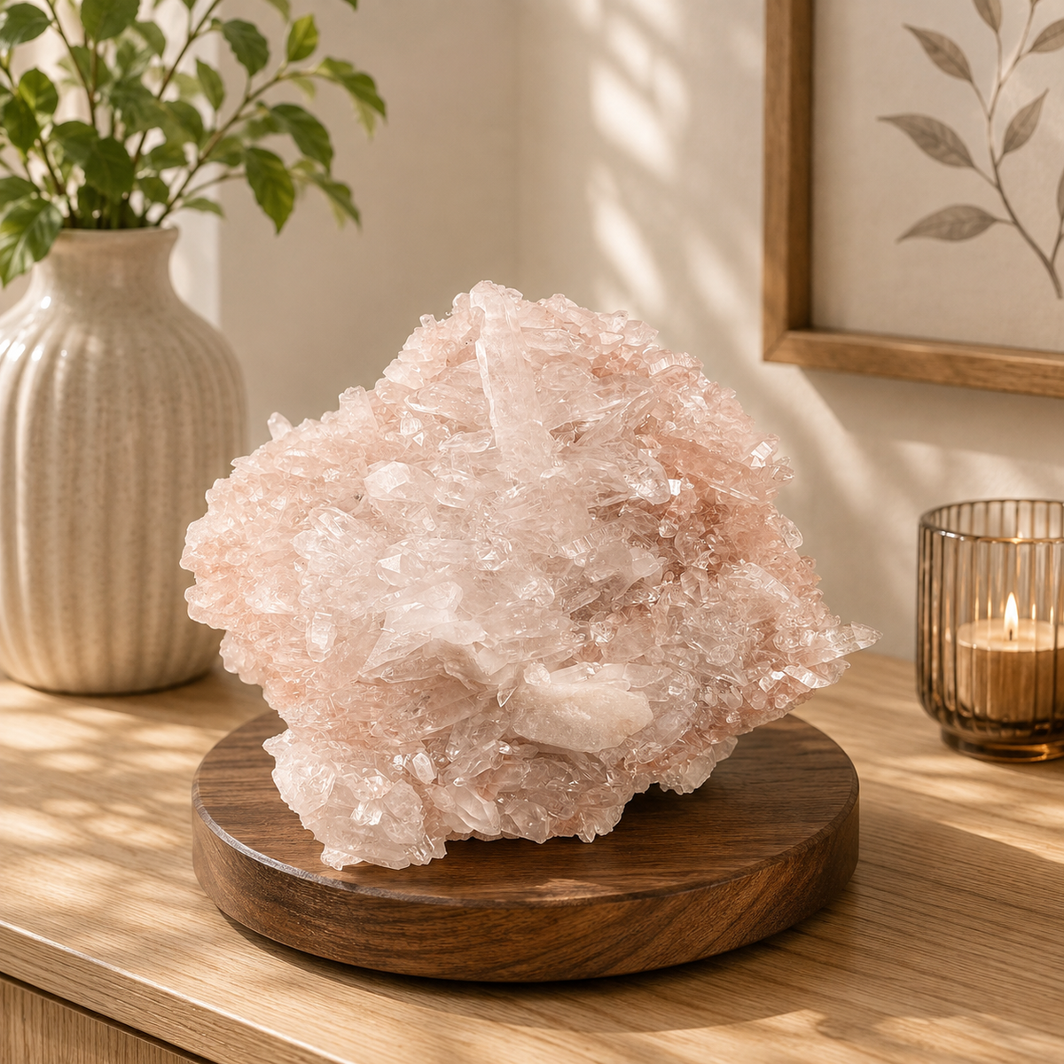 Natural Pink Himalayan Quartz Raw Collector Cluster Mineral Specimen