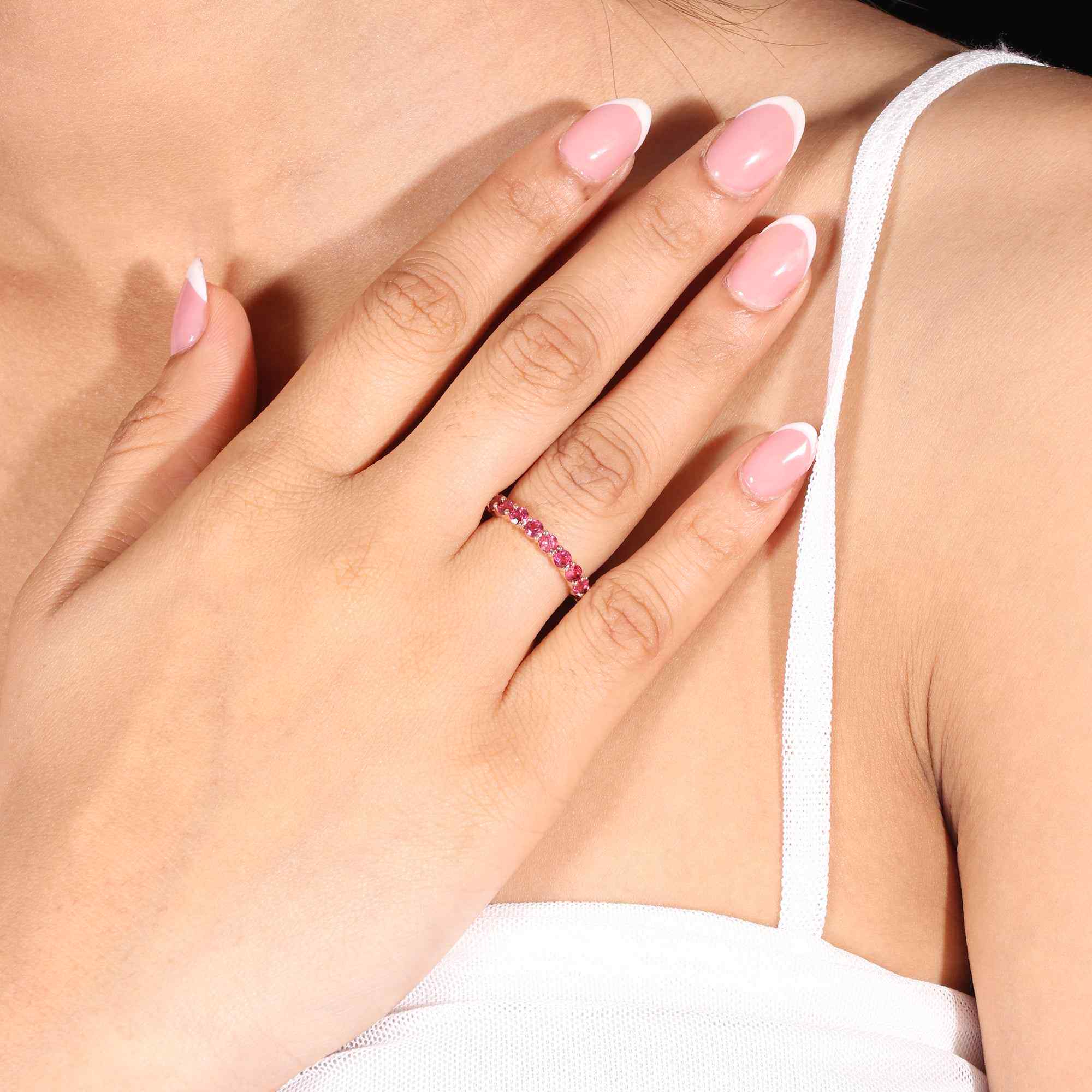 Natural Rhodolite 3mm Round Cut Ring 925 Sterling Silver Handmade Pink Purple Gemstone Solitaire Ring