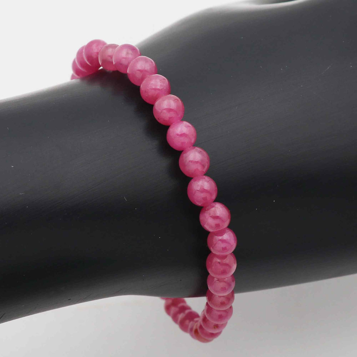 Natural Pink Sapphire Crystal Bead Bracelet Handmade Stretch Band Birthstone Jewelry 62 Ct