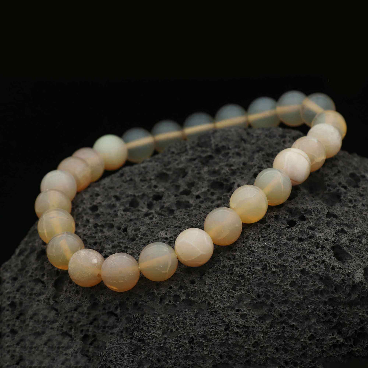 Australian Opal Gemstone Bracelet 8mm Round Beads 69 Ct Natural Handmade Jewelry