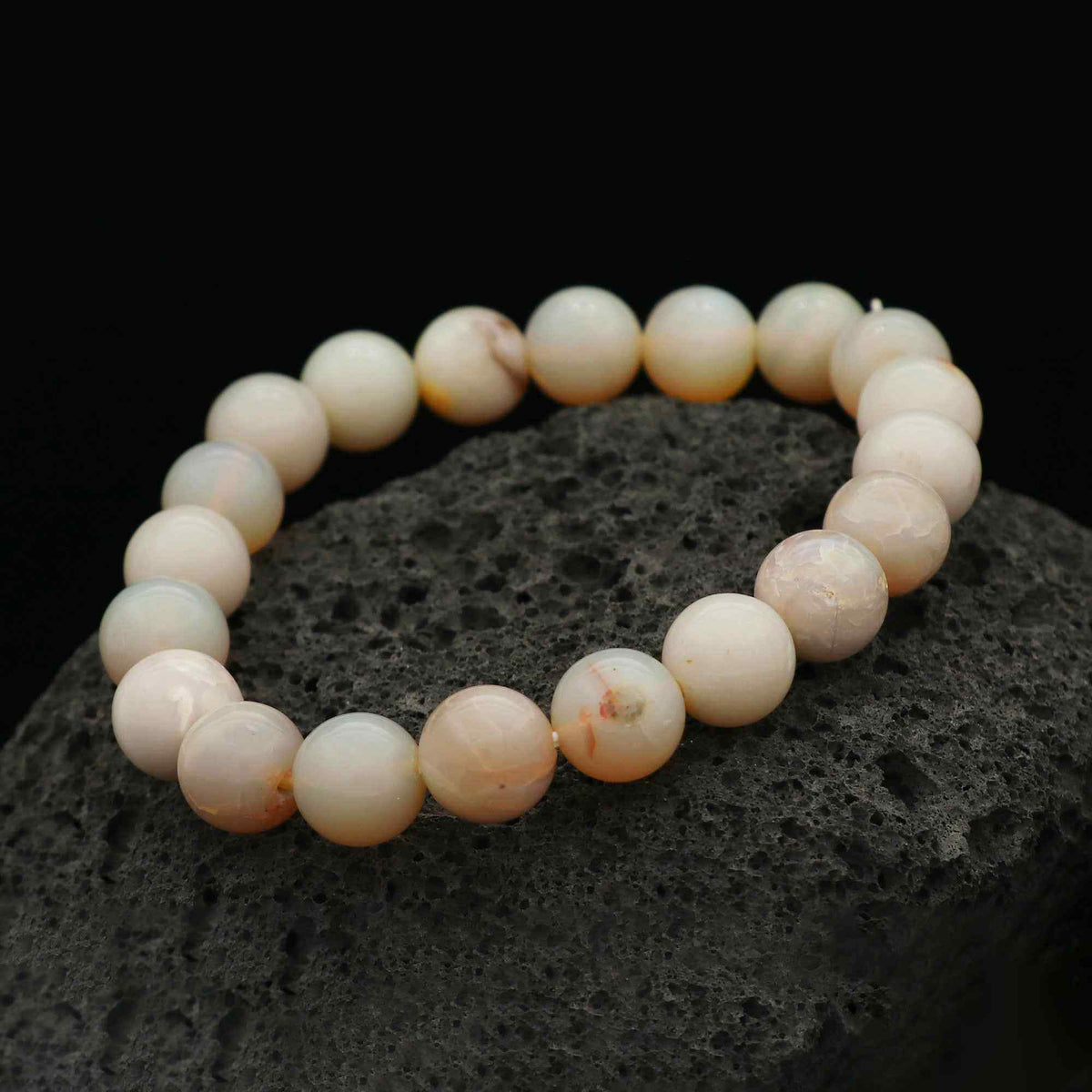 Australian Opal Bracelet 9.5–9.8mm Polished Round Beads Handmade 101 Ct