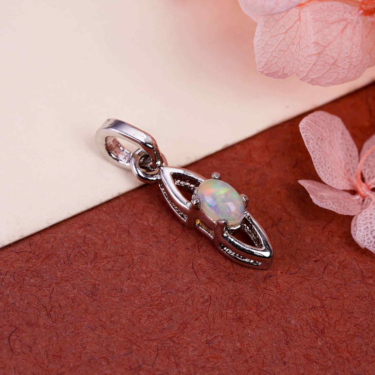 Opal Oval Pendant 3x5mm Gem Cabochon 925 Sterling Silver Color Flash Jewelry for Her