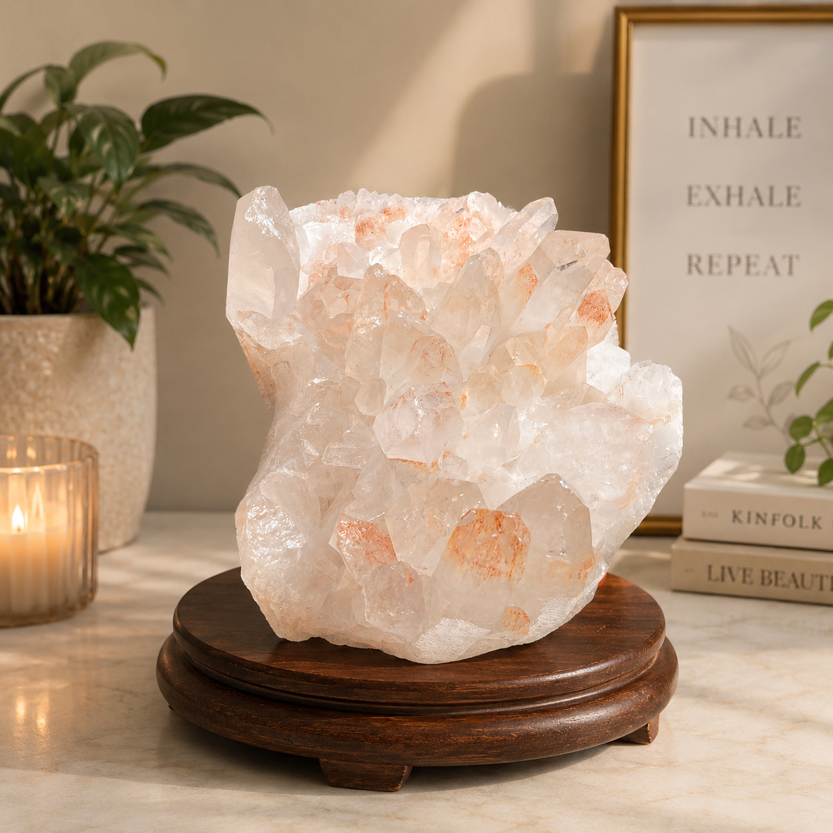 Raw Pink Himalayan Quartz Natural Collector Cluster Display Mineral