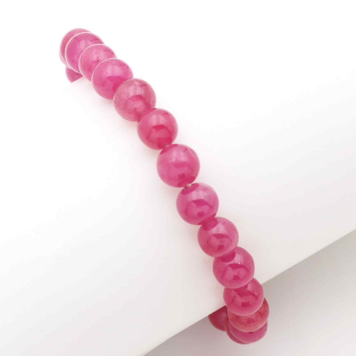 Natural Pink Sapphire Round Plain Bead Bracelet Stretch Cord Gemstone Gift for Her 89 Ct