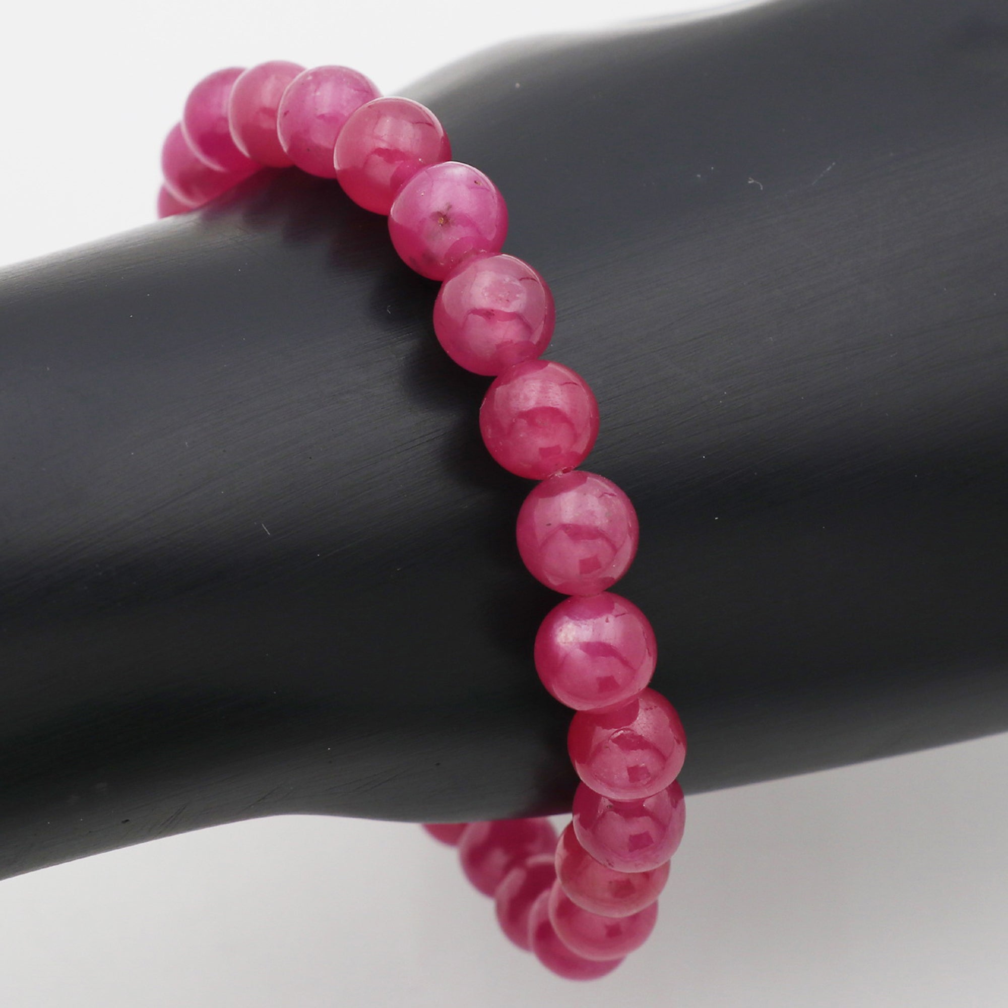 Natural Pink Sapphire Bracelet Round Plain Gemstone Beads Handmade 89 Ct