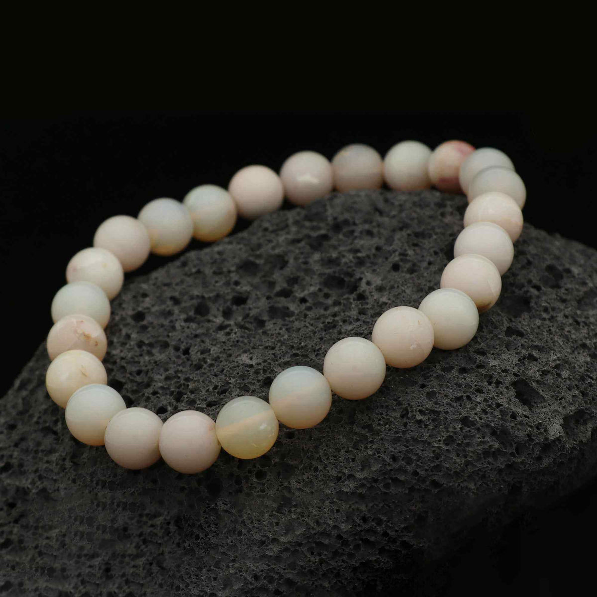 Natural Australian Opal Bracelet 70 Ct Polished Round Beads Handmade Jewelry
