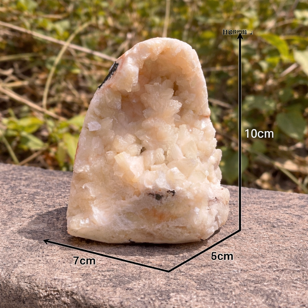 Natural Peach Stilbite Apophyllite Zeolite Geode Mineral for Healing and Meditation