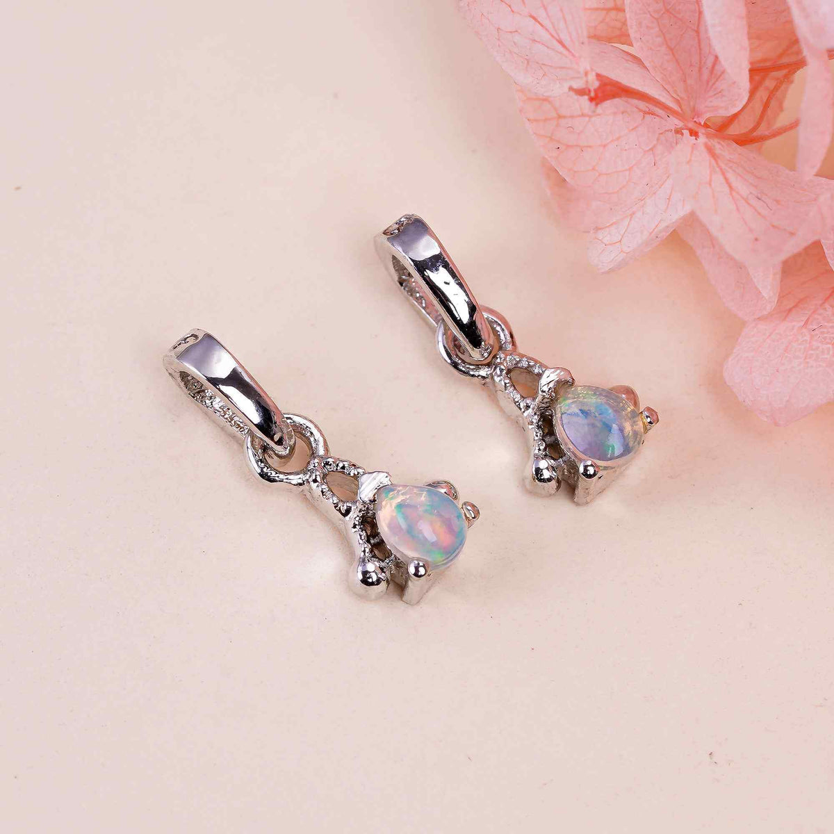 Natural Opal Pendant 3x4mm Pear Cabochon 925 Sterling Silver Necklace October Birthstone Handmade Jewelry Gift
