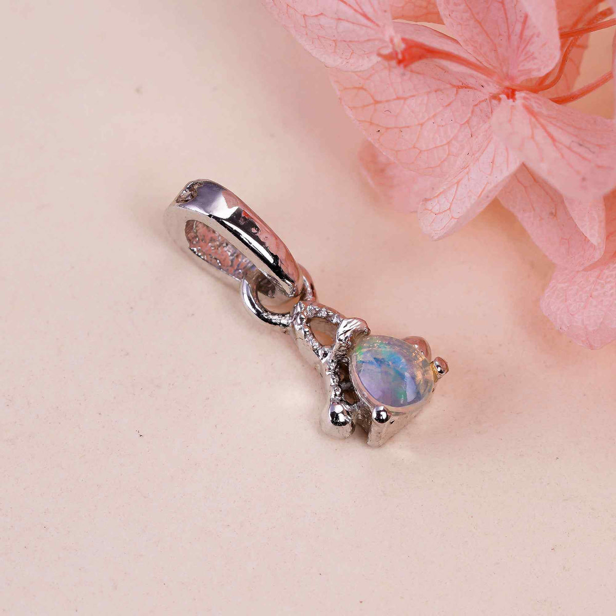 Natural Opal Pendant 3x4mm Pear Cabochon 925 Sterling Silver Necklace October Birthstone Handmade Jewelry Gift
