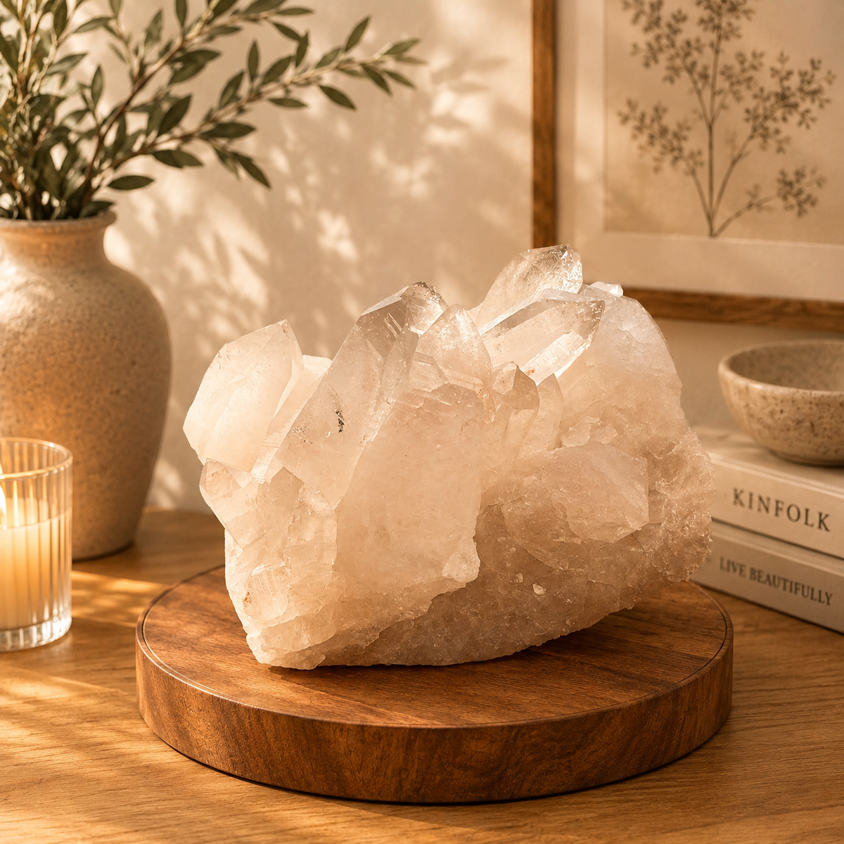 Collector Natural Himalayan Pink Quartz Raw Cluster Display Mineral