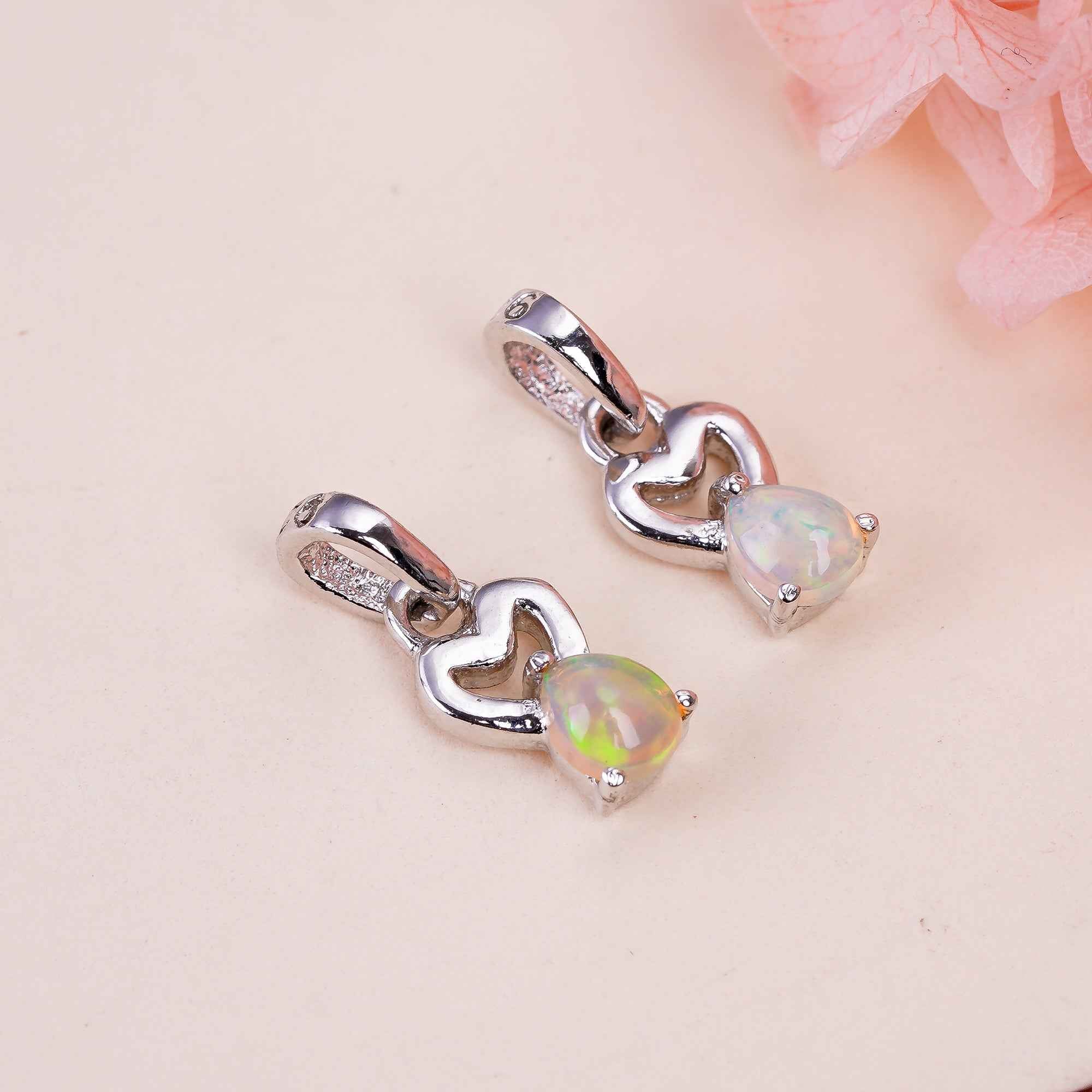 Natural Opal Solitaire Pendant 925 Sterling Silver 5x4mm Pear Gemstone Necklace Delicate Handmade Jewelry