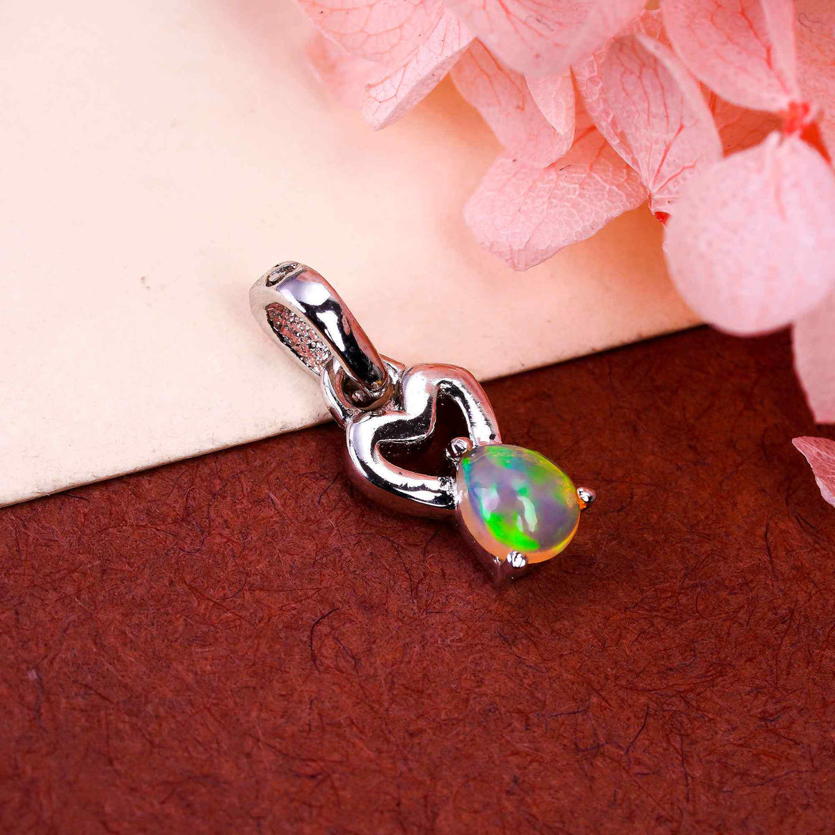 Natural Opal Solitaire Pendant 925 Sterling Silver 5x4mm Pear Gemstone Necklace Delicate Handmade Jewelry