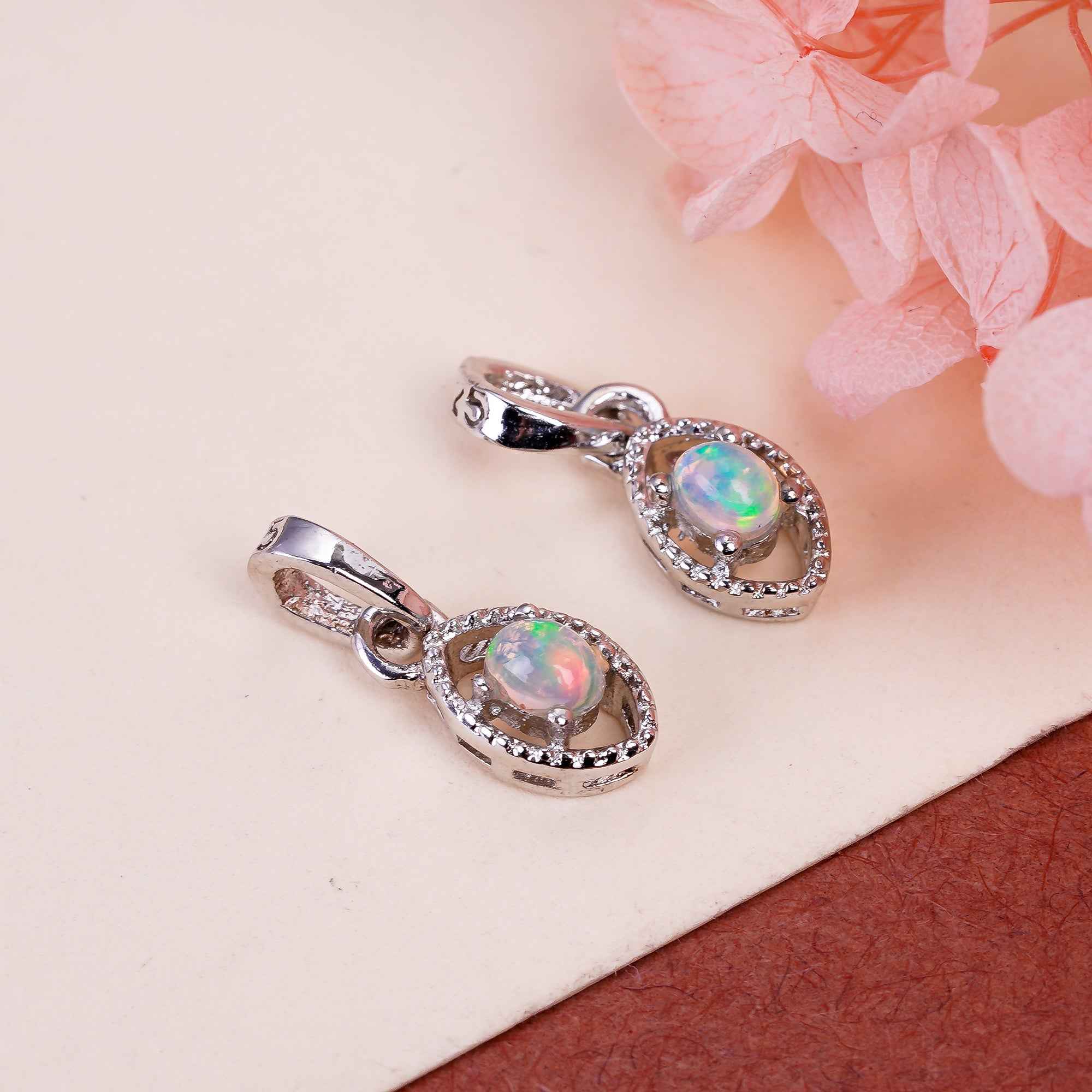 Minimalist Opal Pendant Necklace 3x4mm Oval Cabochon Gemstone 925 Sterling Silver Handmade Everyday Jewelry