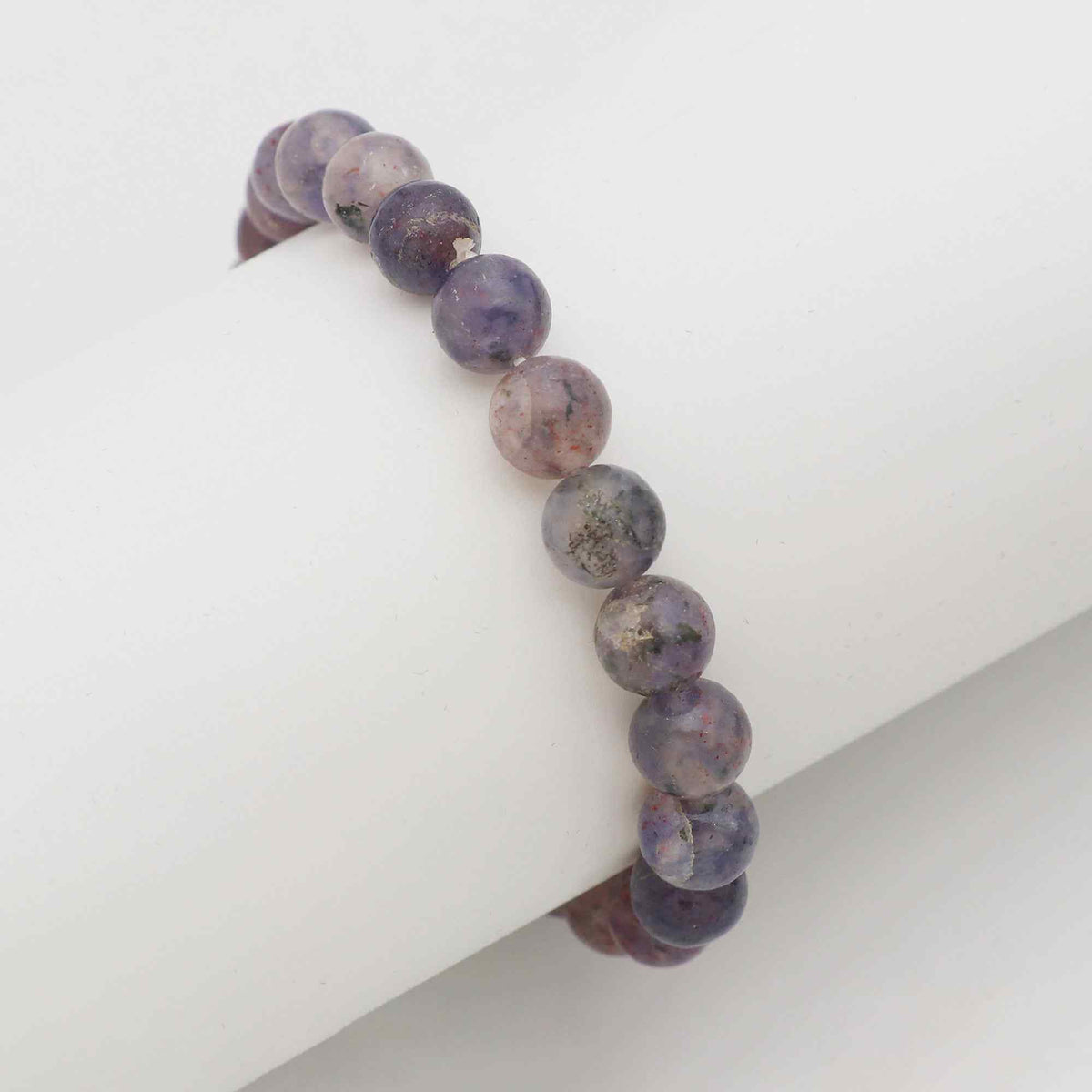 Natural Bloodshot Iolite Smooth Round Bead Bracelet Handmade Jewelry 81 Ct