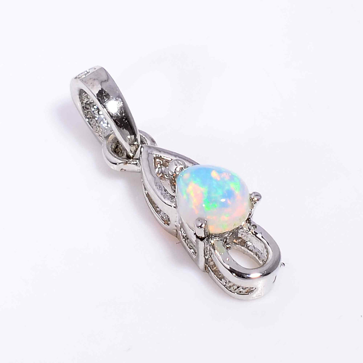Fire Opal Teardrop Necklace 5x4mm Pear Cabochon Pendant in 925 Silver Artisan Gemstone Jewelry