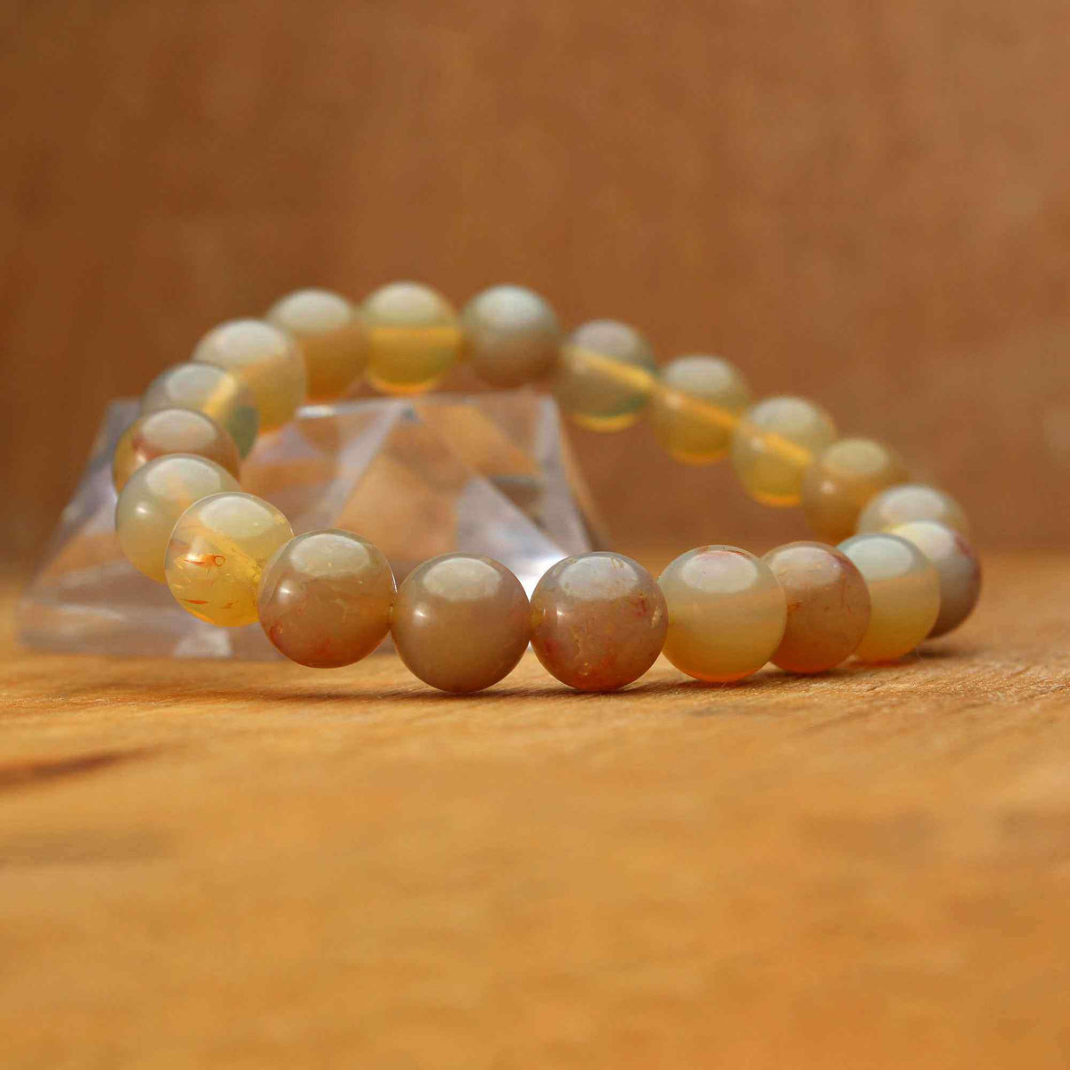 Smooth Australian Opal Bracelet Round Gemstone Beads Handmade Jewelry 101 Ct