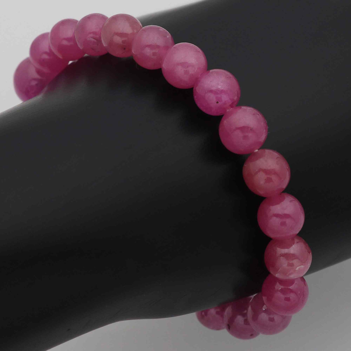 Handmade Natural Pink Sapphire Bead Bracelet Round Plain Gemstone Elastic Band Bracelet 157 Ct