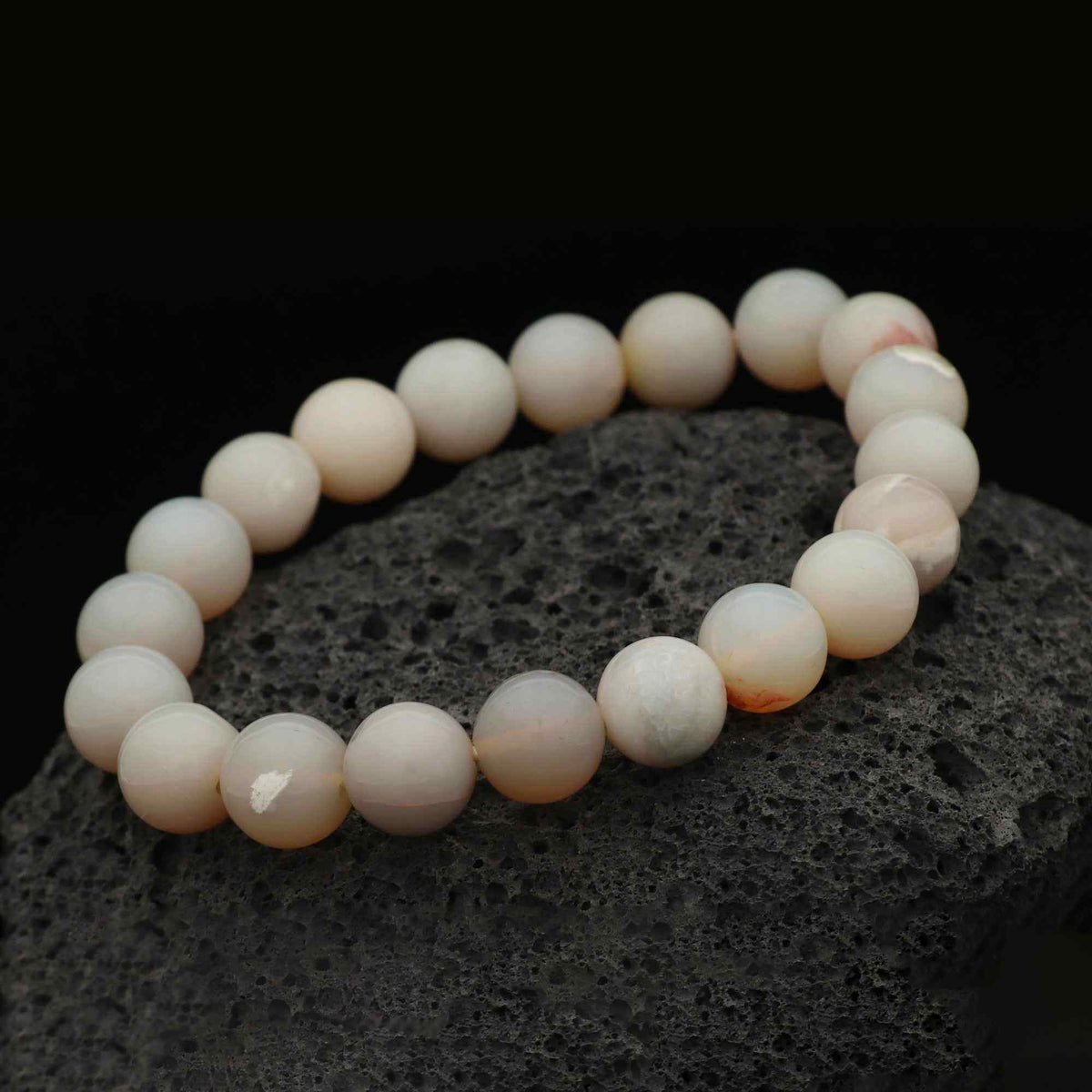 Natural Australian Opal Bracelet 101 Ct 9.6–9.9mm Round Beads Handmade Jewelry
